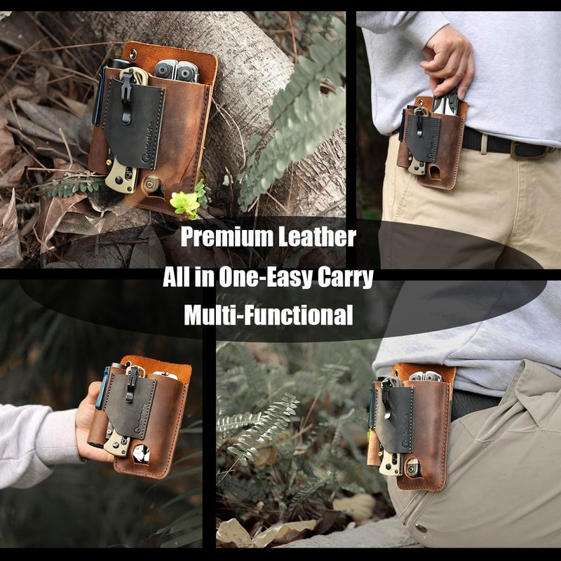 Gentlestache Leather Multitool Sheath - Belt Clip EDC Belt Organizer - Leather Multi Tool Holster for Belt - Multitool Holder - Image 4